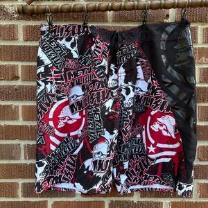 Metal Mulisha Chaos Hybrid mens Boardshorts Shorts 38 Skull Design Beach Y2K